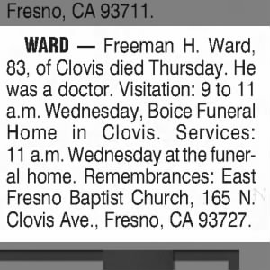 Obituary for Freeman H. Ward